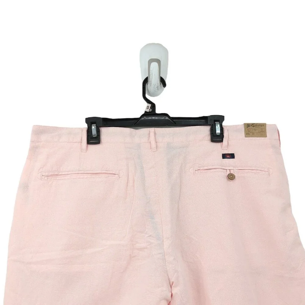 Faherty Men Malibu Chino Shorts Summer Pink Linen Cotton 9 inch Inseam NEW